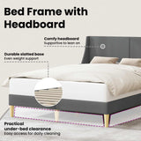 Bed Frame with Headboard Dark Grey 137 x 190 cm Fabric