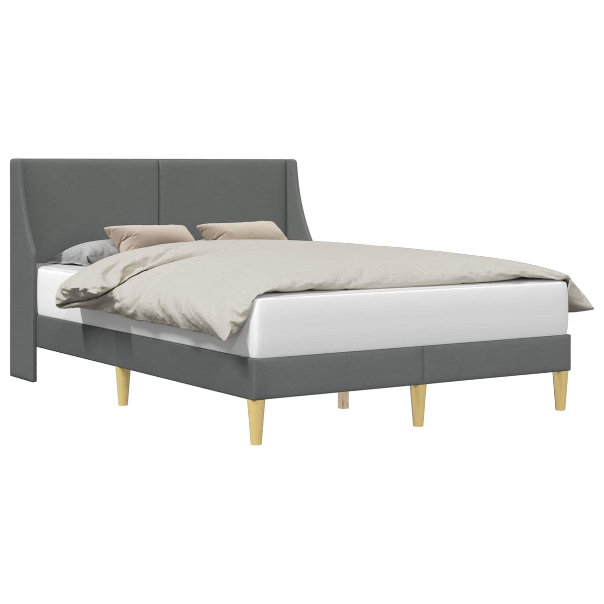 Bed Frame with Headboard Dark Grey 137 x 190 cm Fabric