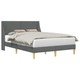 Bed Frame with Headboard Dark Grey 153 x 203 cm Fabric