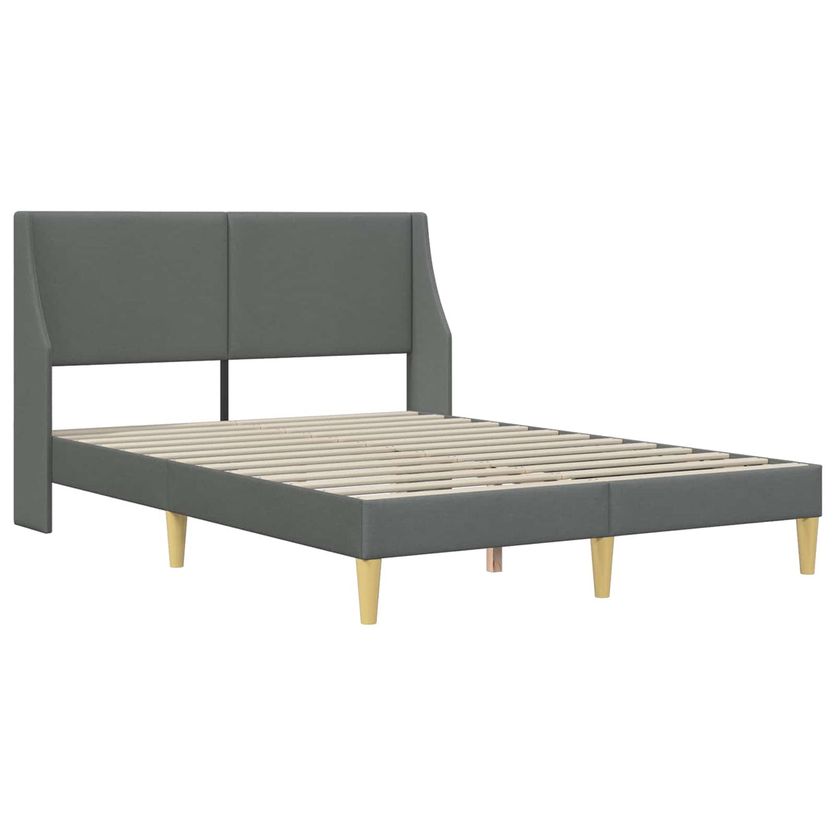 Bed Frame with Headboard Dark Grey 153 x 203 cm Fabric