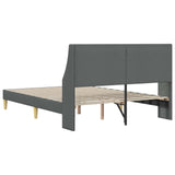 Bed Frame with Headboard Dark Grey 153 x 203 cm Fabric