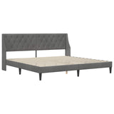 Bed Frame with Headboard Dark Grey 180 x 200 cm Velvet - Side View