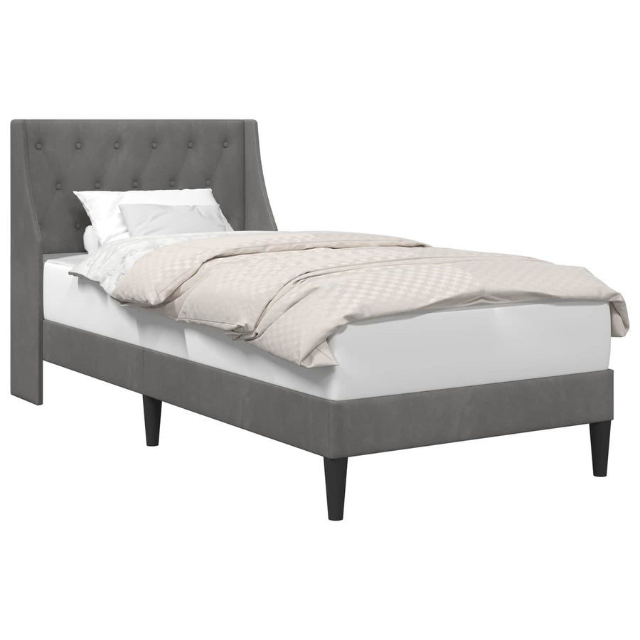 Bed Frame with Headboard Dark Grey 107 x 203 cm Velvet