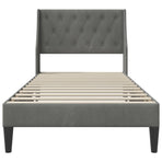 Bed Frame with Headboard Dark Grey 107 x 203 cm Velvet