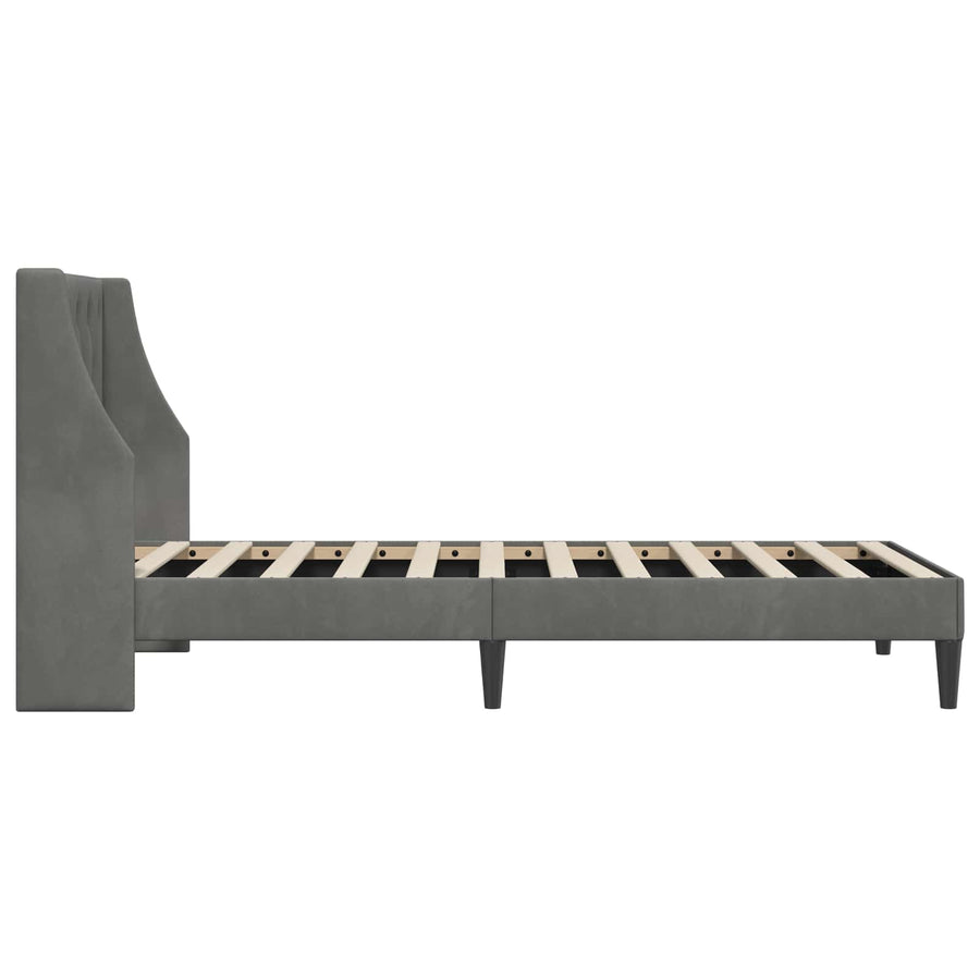 Bed Frame with Headboard Dark Grey 107 x 203 cm Velvet