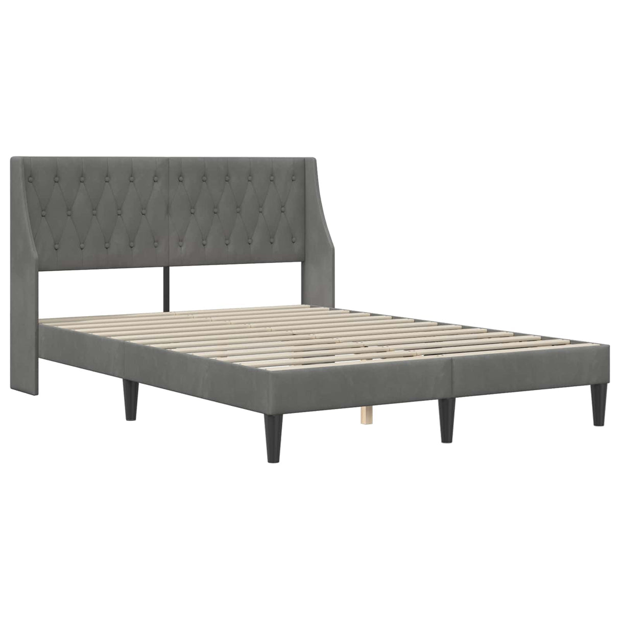 Bed Frame with Headboard Dark Grey 137 x 190 cm Velvet