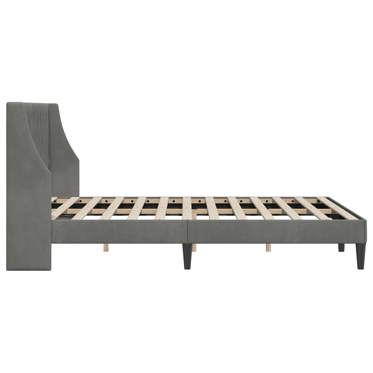 Bed Frame with Headboard Dark Grey 137 x 190 cm Velvet