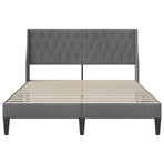 Bed Frame with Headboard Dark Grey 153 x 203 cm Velvet