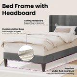 Bed Frame with Headboard Dark Grey 90 x 190 cm Velvet - Close-Up Angle