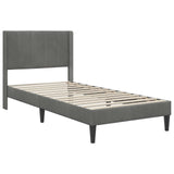 Bed Frame with Headboard Dark Grey 90 x 190 cm Velvet - Side View