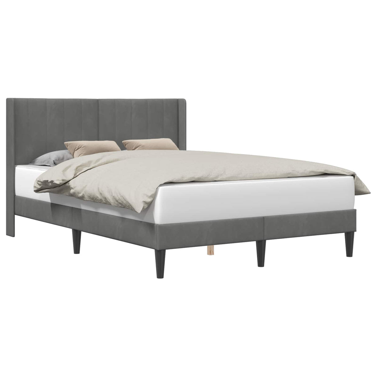 Bed Frame with Headboard Dark Grey 137 x 190 cm Velvet