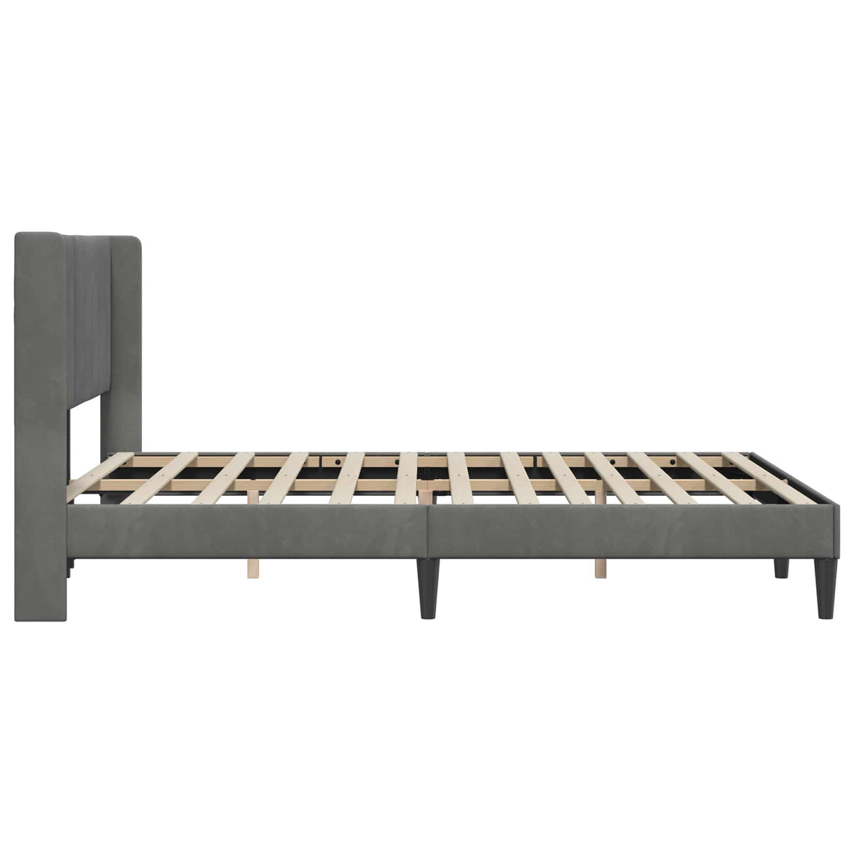 Bed Frame with Headboard Dark Grey 137 x 190 cm Velvet