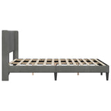 Bed Frame with Headboard Dark Grey 153 x 203 cm Velvet