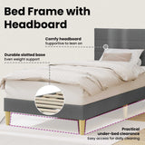 Bed Frame with Headboard Dark Grey 90 x 190 cm Fabric