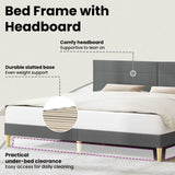 Bed Frame with Headboard Dark Grey 180 x 200 cm Fabric