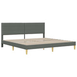 Bed Frame with Headboard Dark Grey 180 x 200 cm Fabric - Side View