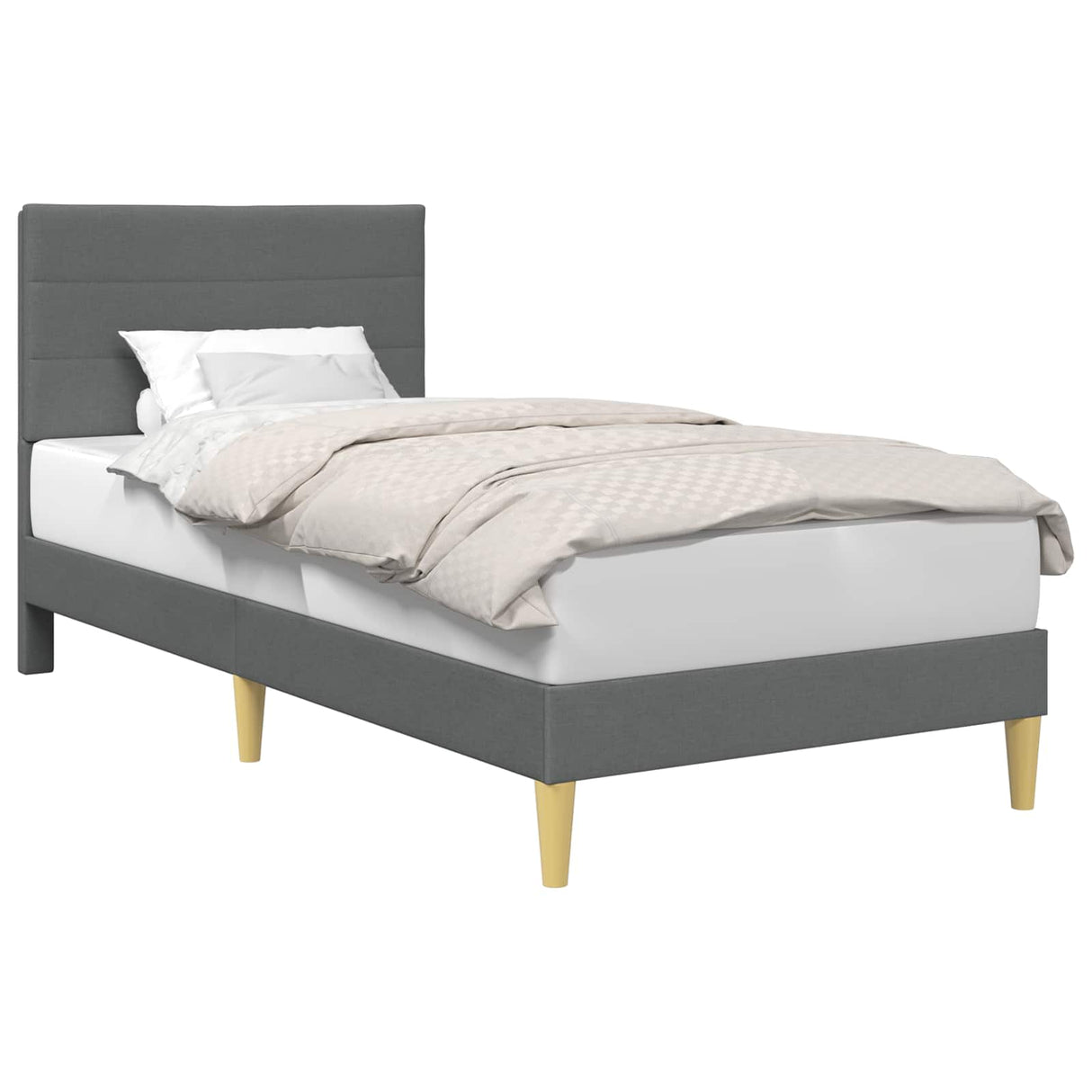 Bed Frame with Headboard Dark Grey 107 x 203 cm Fabric