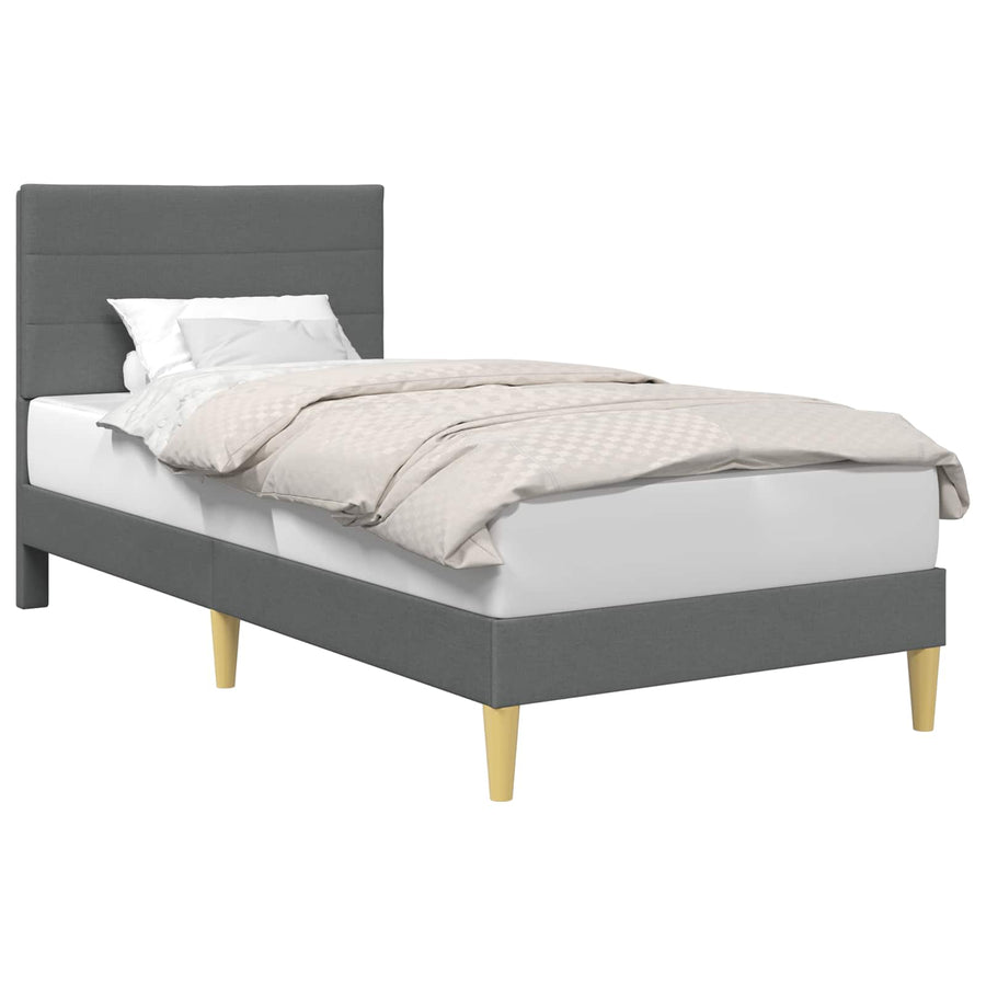 Bed Frame with Headboard Dark Grey 107 x 203 cm Fabric