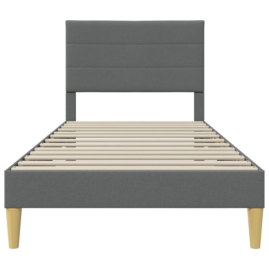 Bed Frame with Headboard Dark Grey 107 x 203 cm Fabric
