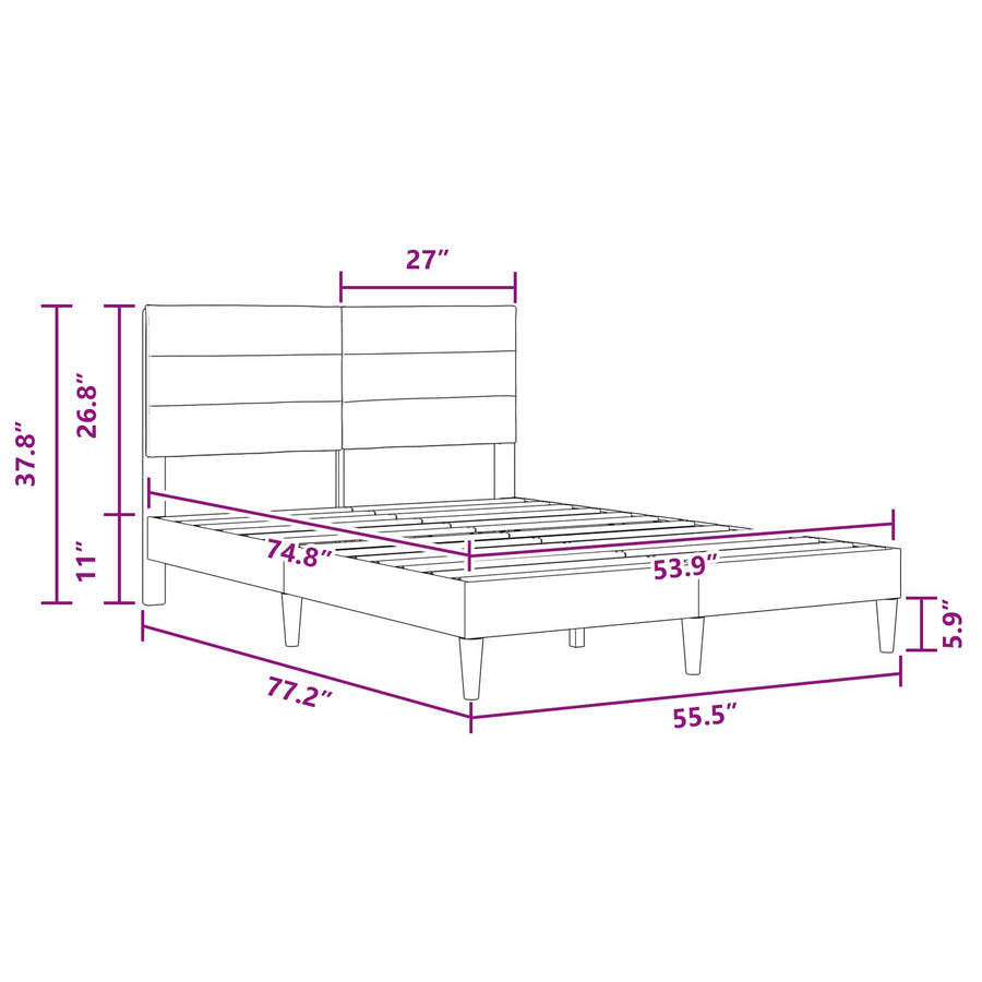 Bed Frame with Headboard Dark Grey 137 x 190 cm Fabric