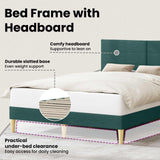 Bed Frame with Headboard Dark Grey 153 x 203 cm Fabric