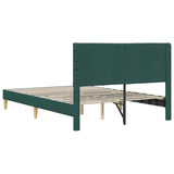 Bed Frame with Headboard Dark Grey 153 x 203 cm Fabric - Rear View