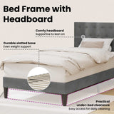 Bed Frame with Headboard Dark Grey 107 x 203 cm Velvet
