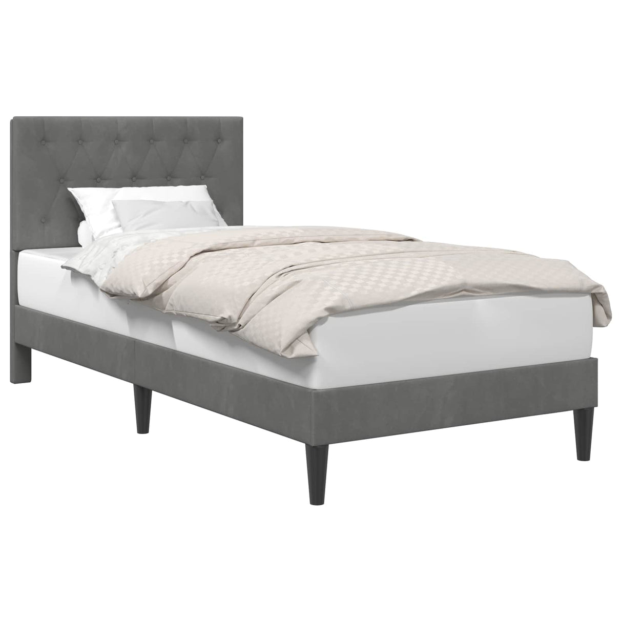 Bed Frame with Headboard Dark Grey 107 x 203 cm Velvet