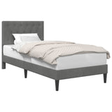 Bed Frame with Headboard Dark Grey 107 x 203 cm Velvet