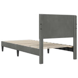 Bed Frame with Headboard Dark Grey 107 x 203 cm Velvet - Rear View