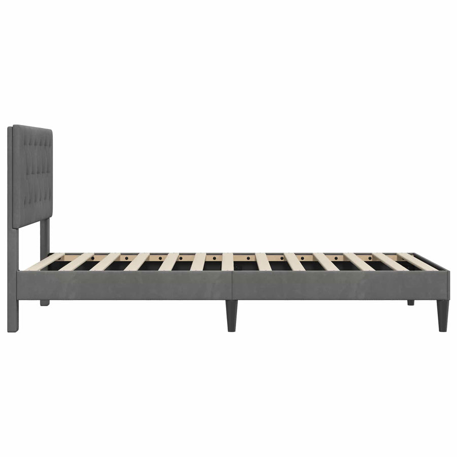 Bed Frame with Headboard Dark Grey 107 x 203 cm Velvet