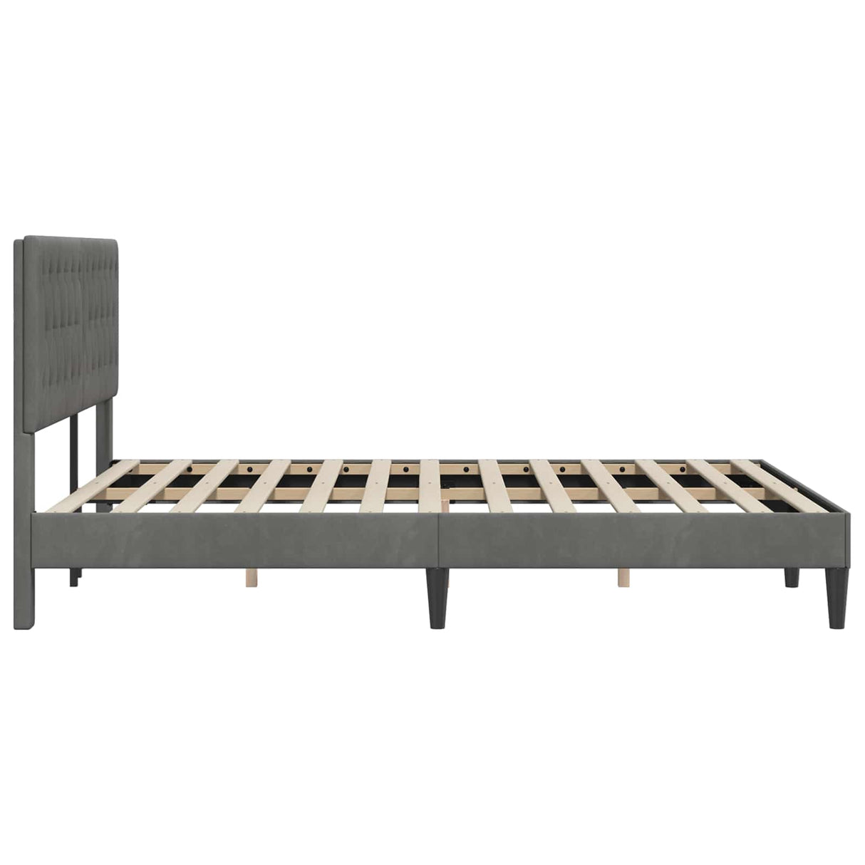 Bed Frame with Headboard Dark Grey 137 x 190 cm Velvet