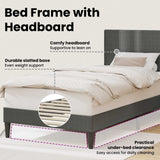 Bed Frame with Headboard Dark Grey 90 x 190 cm Corduroy Fabric - Close-Up Angle