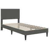 Bed Frame with Headboard Dark Grey 90 x 190 cm Corduroy Fabric - Side View