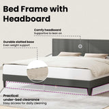 Bed Frame with Headboard Dark Grey 180 x 200 cm Corduroy Fabric
