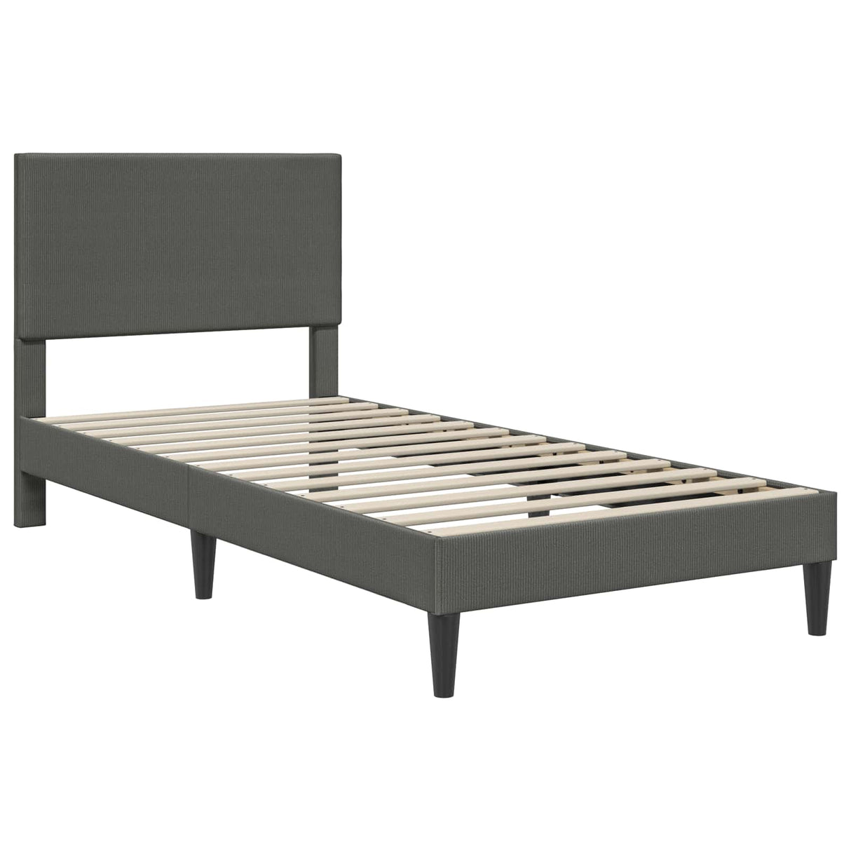 Bed Frame with Headboard Dark Grey 107 x 203 cm Corduroy Fabric