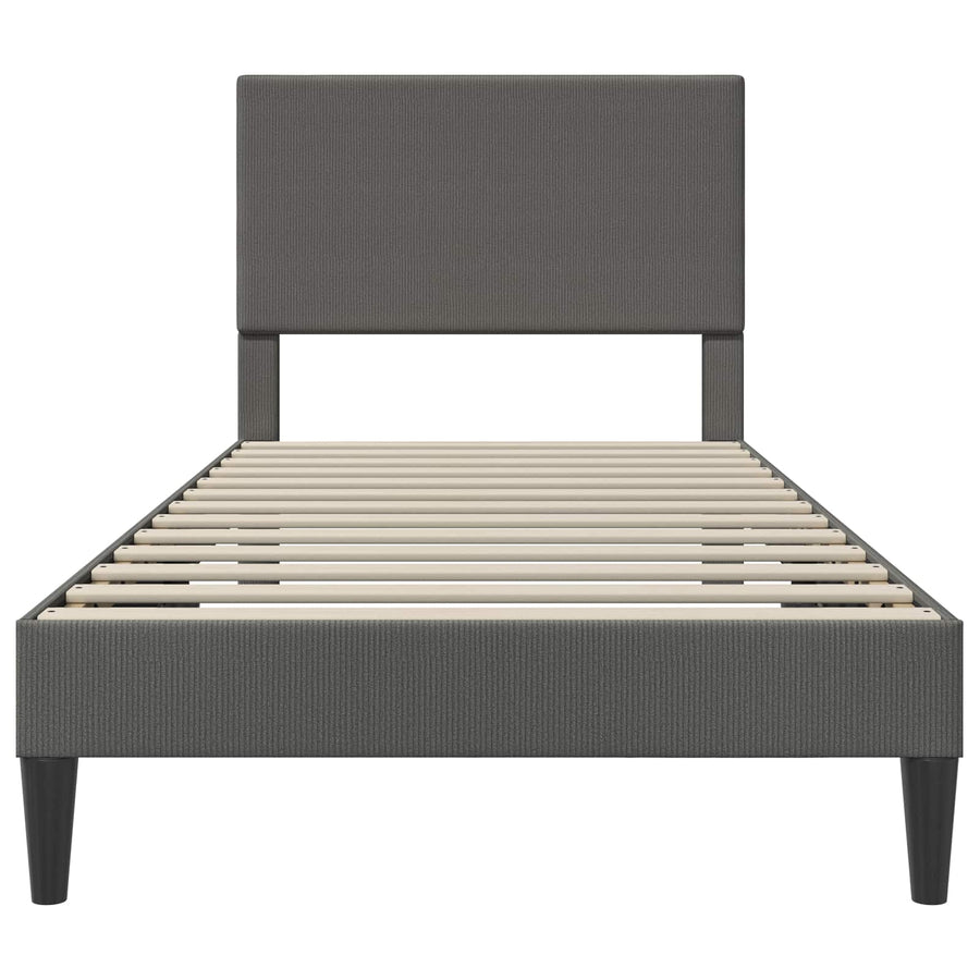 Bed Frame with Headboard Dark Grey 107 x 203 cm Corduroy Fabric