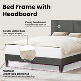 Bed Frame with Headboard Dark Grey 137 x 190 cm Corduroy Fabric