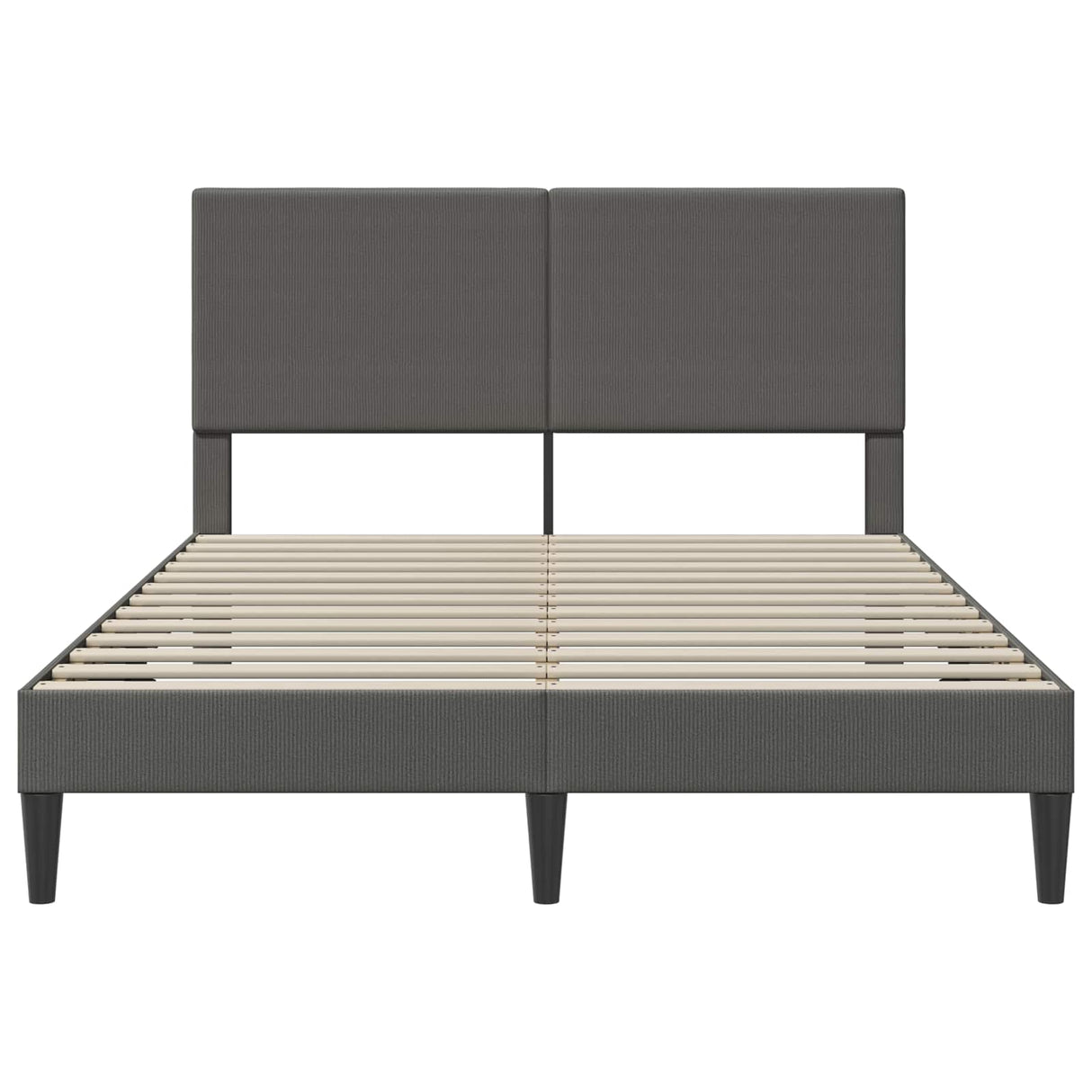Bed Frame with Headboard Dark Grey 137 x 190 cm Corduroy Fabric