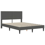 Bed Frame with Headboard Dark Grey 153 x 203 cm Corduroy Fabric