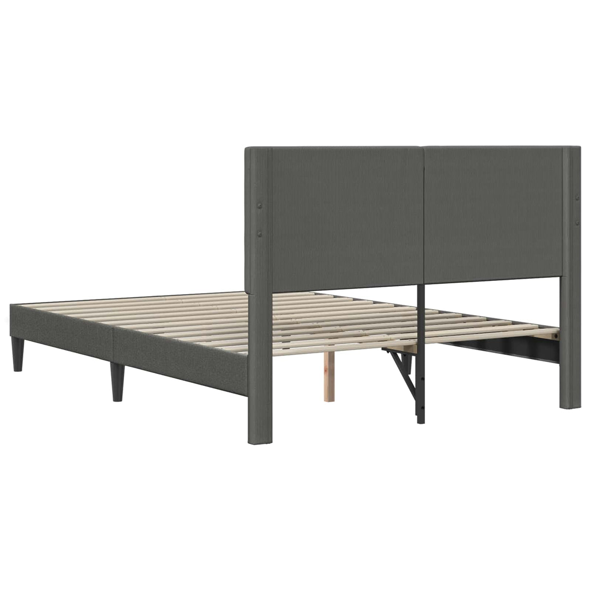 Bed Frame with Headboard Dark Grey 153 x 203 cm Corduroy Fabric