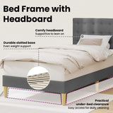 Bed Frame with Headboard Dark Grey 107 x 203 cm Fabric
