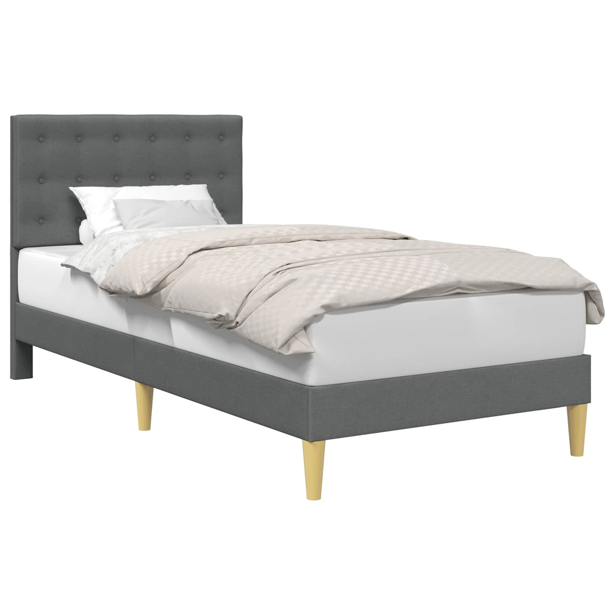 Bed Frame with Headboard Dark Grey 107 x 203 cm Fabric
