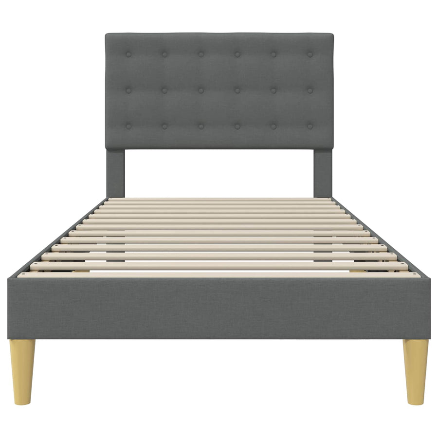 Bed Frame with Headboard Dark Grey 107 x 203 cm Fabric