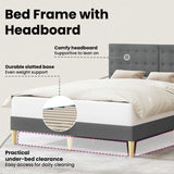 Bed Frame with Headboard Dark Grey 137 x 190 cm Fabric