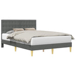 Bed Frame with Headboard Dark Grey 137 x 190 cm Fabric