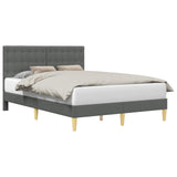 Bed Frame with Headboard Dark Grey 137 x 190 cm Fabric