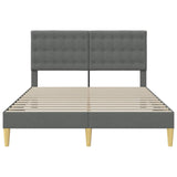Bed Frame with Headboard Dark Grey 137 x 190 cm Fabric - Top-Down View