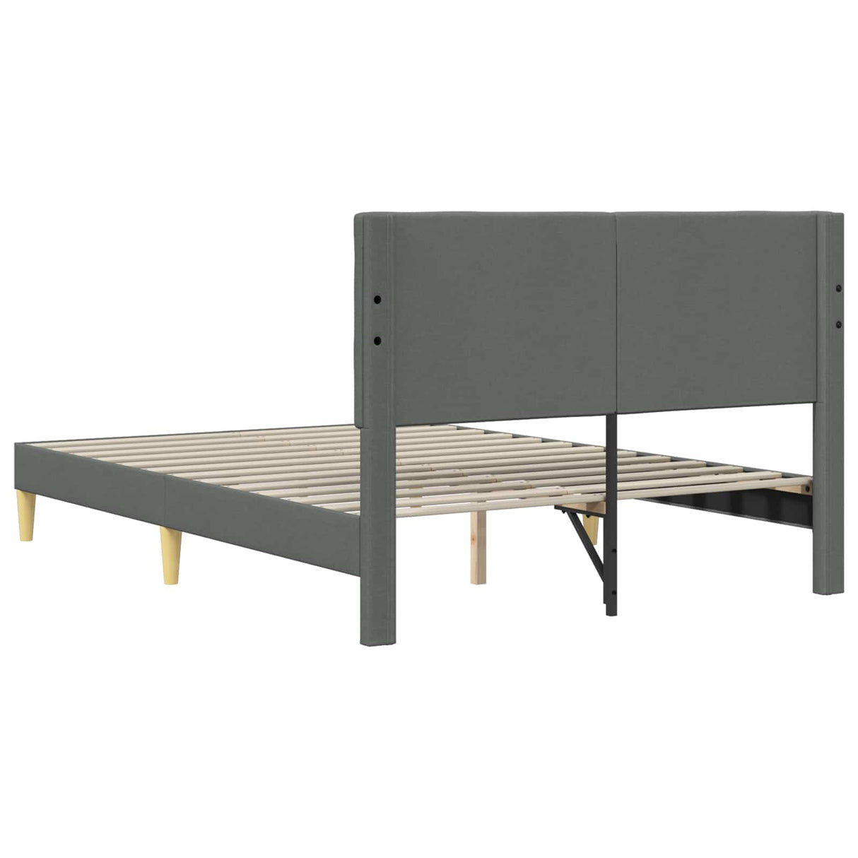 Bed Frame with Headboard Dark Grey 153 x 203 cm Fabric