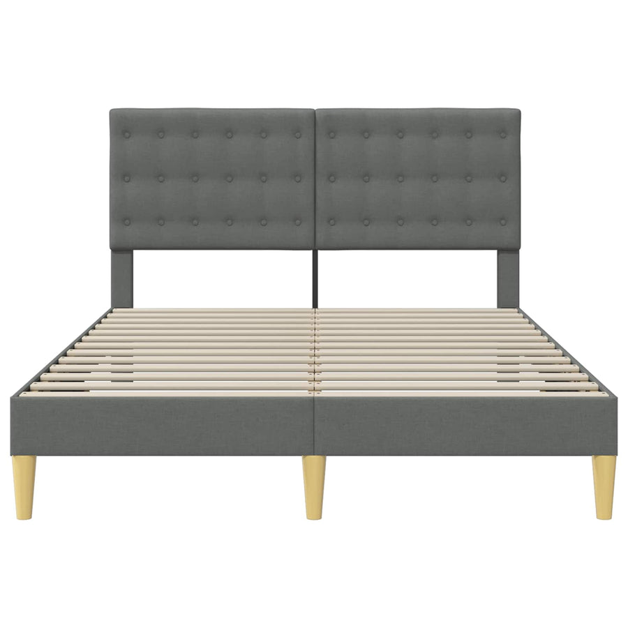 Bed Frame with Headboard Dark Grey 153 x 203 cm Fabric